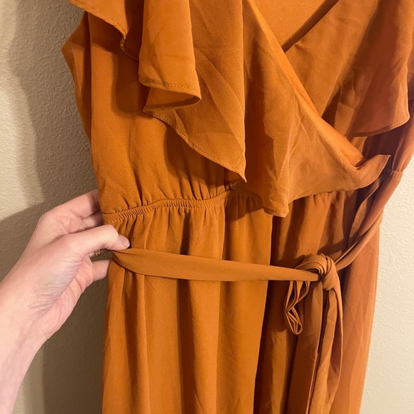 BalticBorn Rust Ruffle Wrap v-neck Maxi Dress terracotta orange flowy - Picture 6 of 13